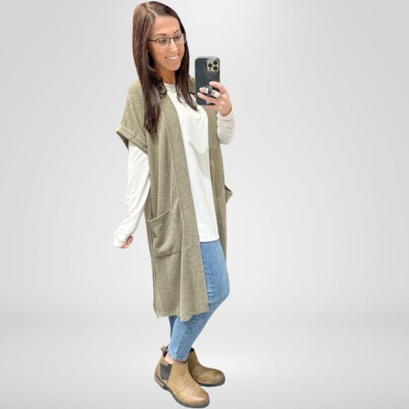 NWT - Jodifl Mauve Short Sleeve Ribbed Cardigan - Picture 3 of 3